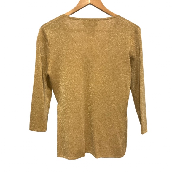 Joseph A. Gold Metallic Wrap-Style Top - Picture 2 of 8